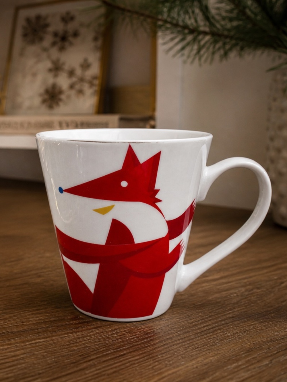 Starbucks 2012 Christmas Holiday Red Fox with Bird and Scarf Coffee Mug Cup
